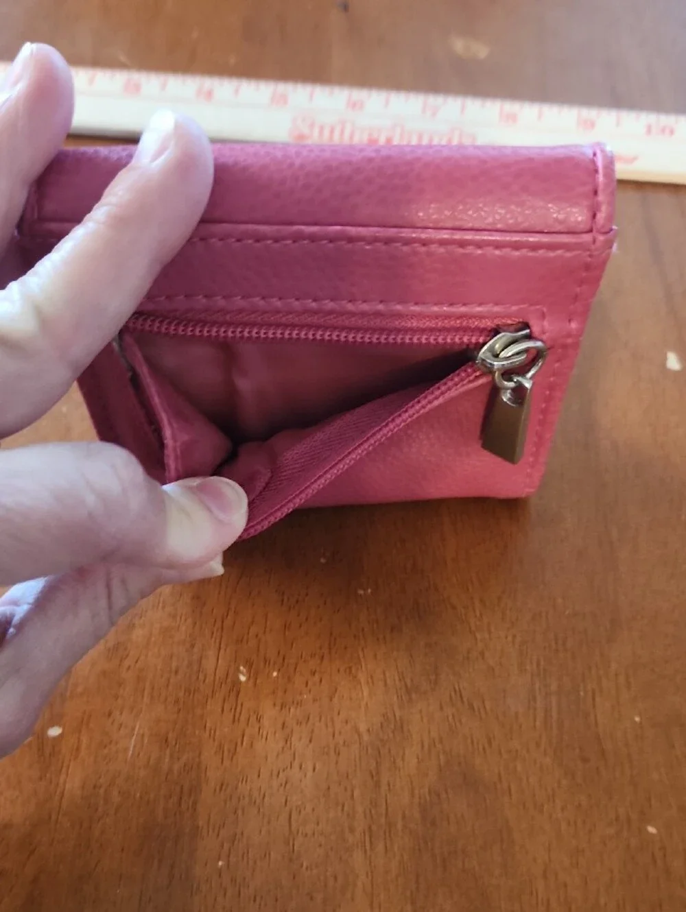 Source Unknown Pink Bifold Wallet with Silver Ring Details